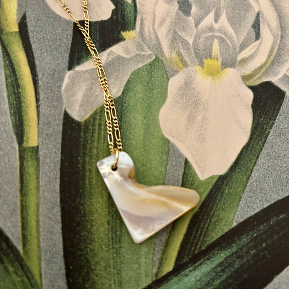 Chunky Mother of Pearl Heart Shaped Pendant - OOAK